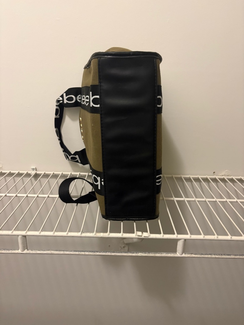bebe Olive Canvas Duffel with Logo Straps - Picture 4 of 5